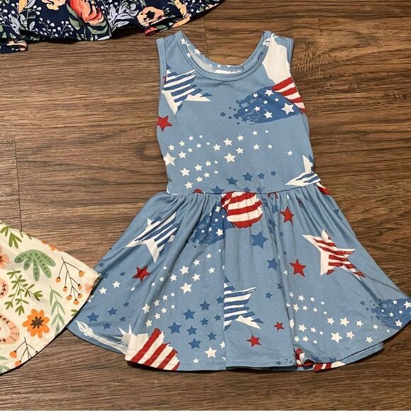 Dot Dot Smile 5 Sleeveless Twirl Dresses Floral Solid Blue Cream Pink 12-24 mos - Picture 3 of 12